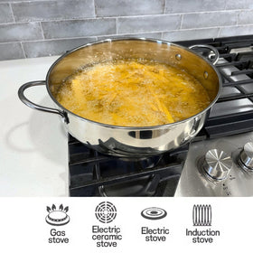 Saltlas tempered glass lid reduces splatter while monitoring.