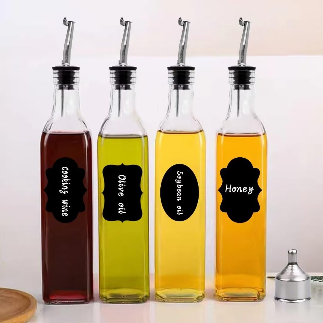 Clear glass Salzesfalls bottles simplify kitchen organization and quick identification.