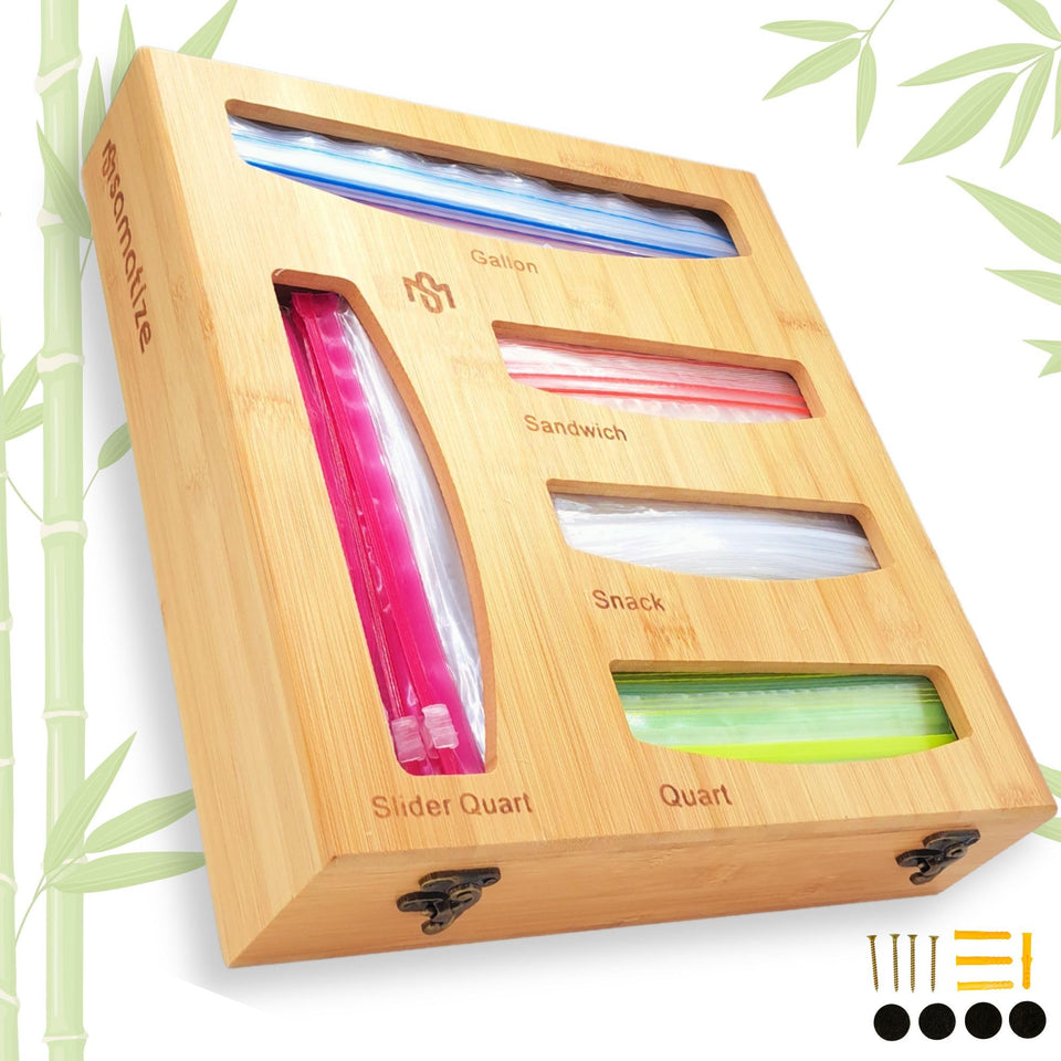 Samatize bamboo baggie organizer in a drawer for tidy bag storage