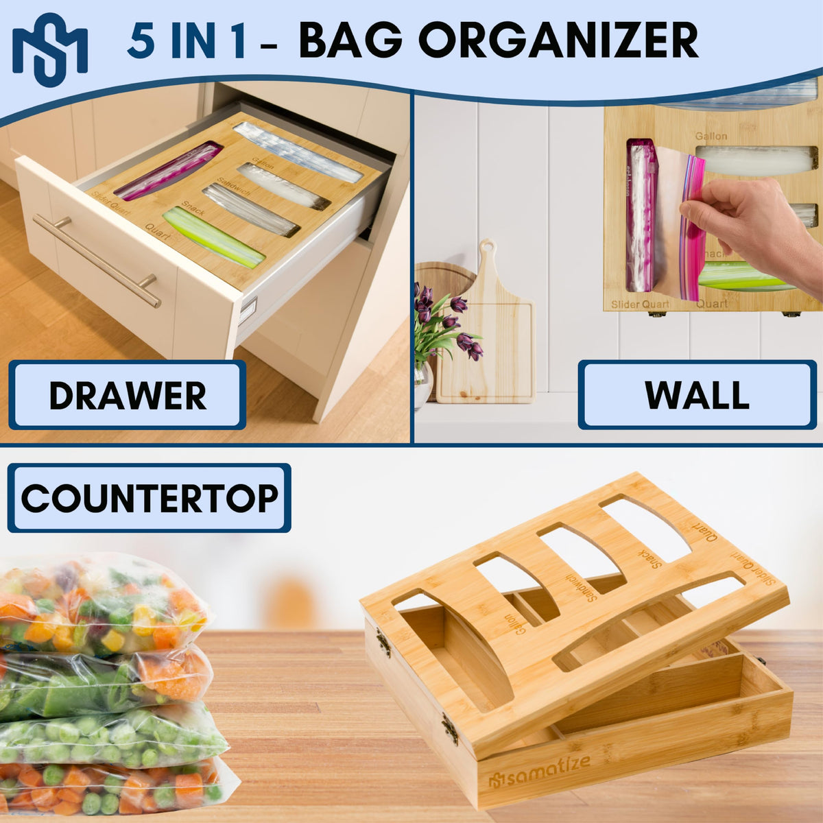 Samatize silicone non-slip pads stabilize the organizer