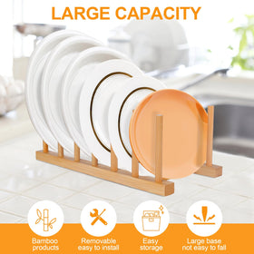 SAMEBUTECO durable bamboo plate rack adds natural style and lasting durability