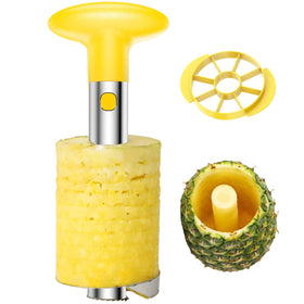 SameTech pineapple peeler in action speeds fresh fruit prep.