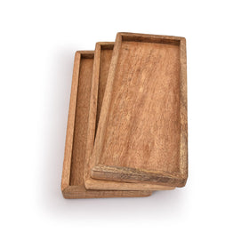 Samhita 3-piece wood serving set ideal for breads, fruits, and snacks.