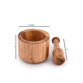 Samhita Acacia mortar and pestle gift-ready setup for home cooks.