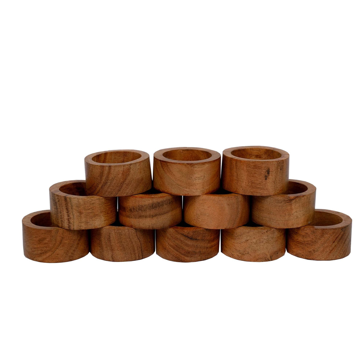 Samhita acacia napkin ring set of 12 on dining table enhances elegant table decor.