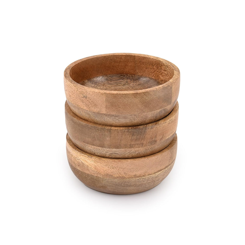 Samhita mango wood round bowl set of three, stylish centerpiece for gatherings