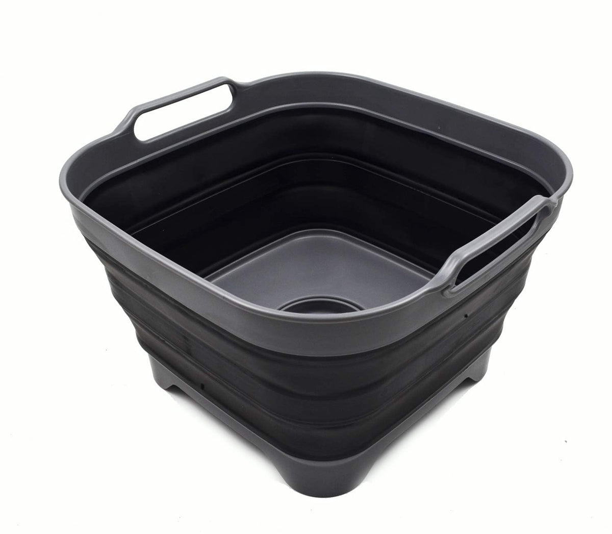 SAMMART 10L collapsible dishpan with draining plug for quick water release