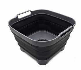 SAMMART 10L collapsible dishpan with draining plug for quick water release