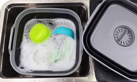 SAMMART 10L dishpan folded flat for compact storage