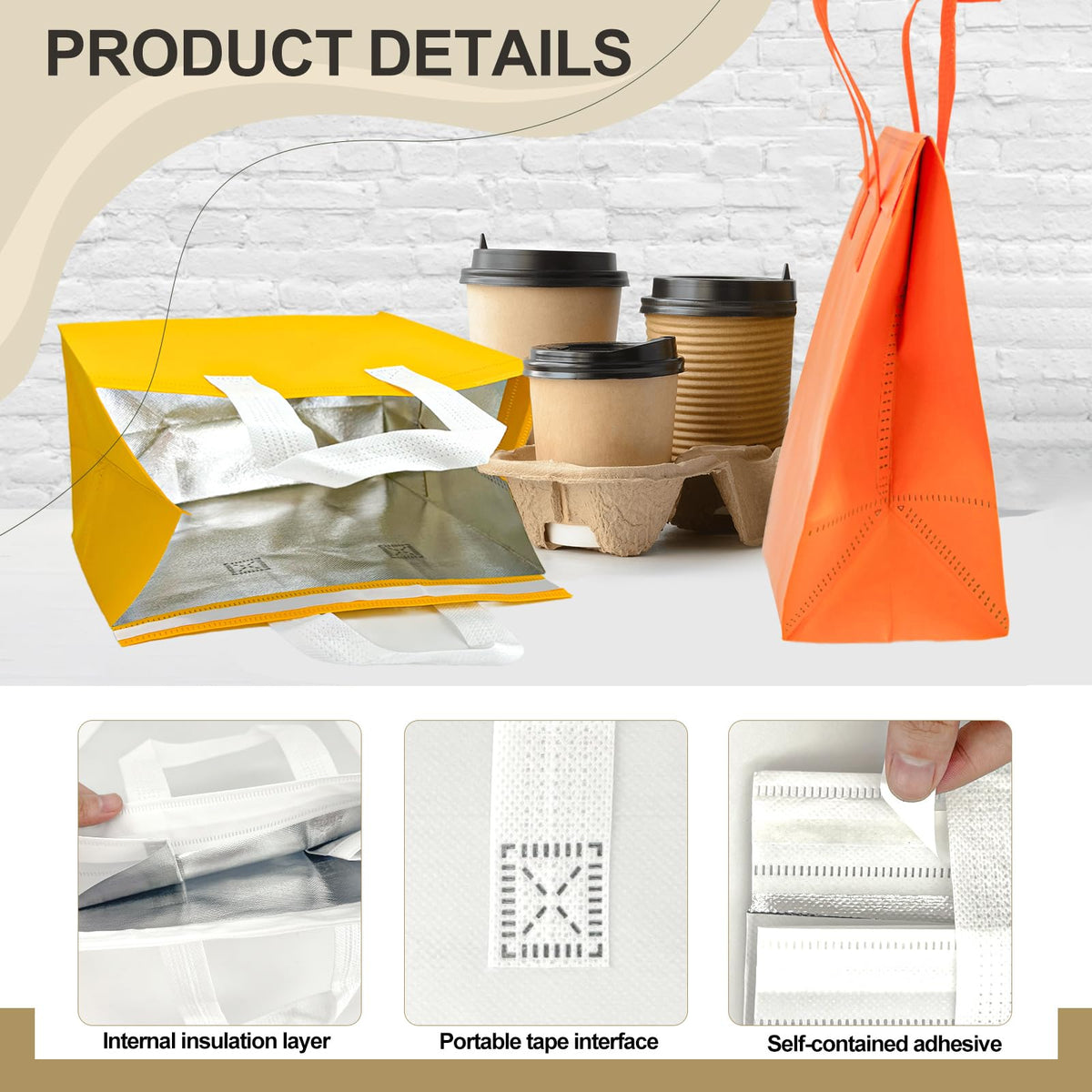 SAMORADREA insulated bags available in 12 colors for versatile catering and delivery aesthetics.