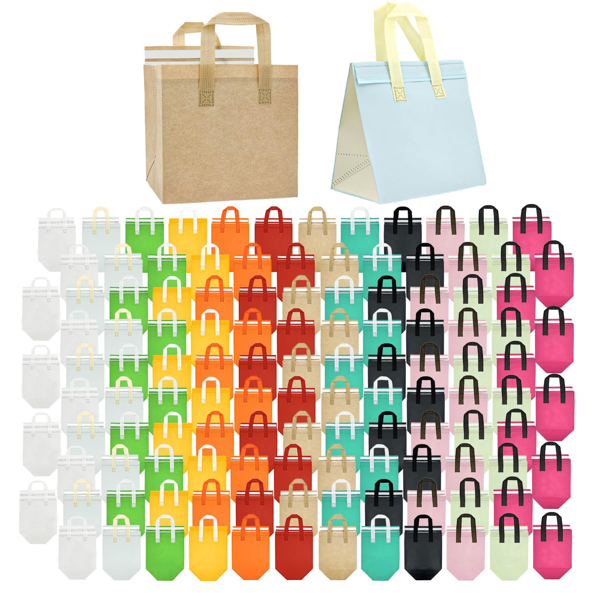SAMORADREA insulated takeout bag front view with sturdy carry handle for easy transport.