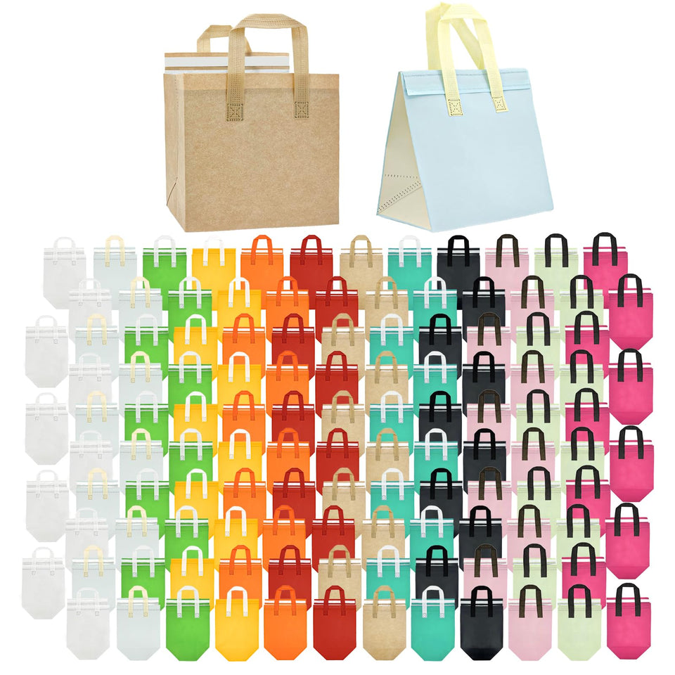SAMORADREA insulated takeout bag front view with sturdy carry handle for easy transport.