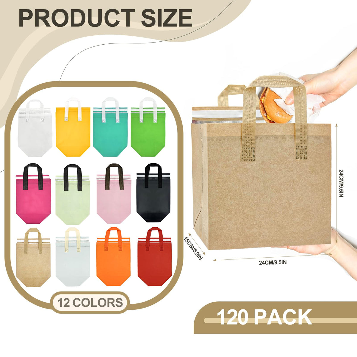SAMORADREA insulated takeout bag interior with aluminum foil lining preserves temperature.
