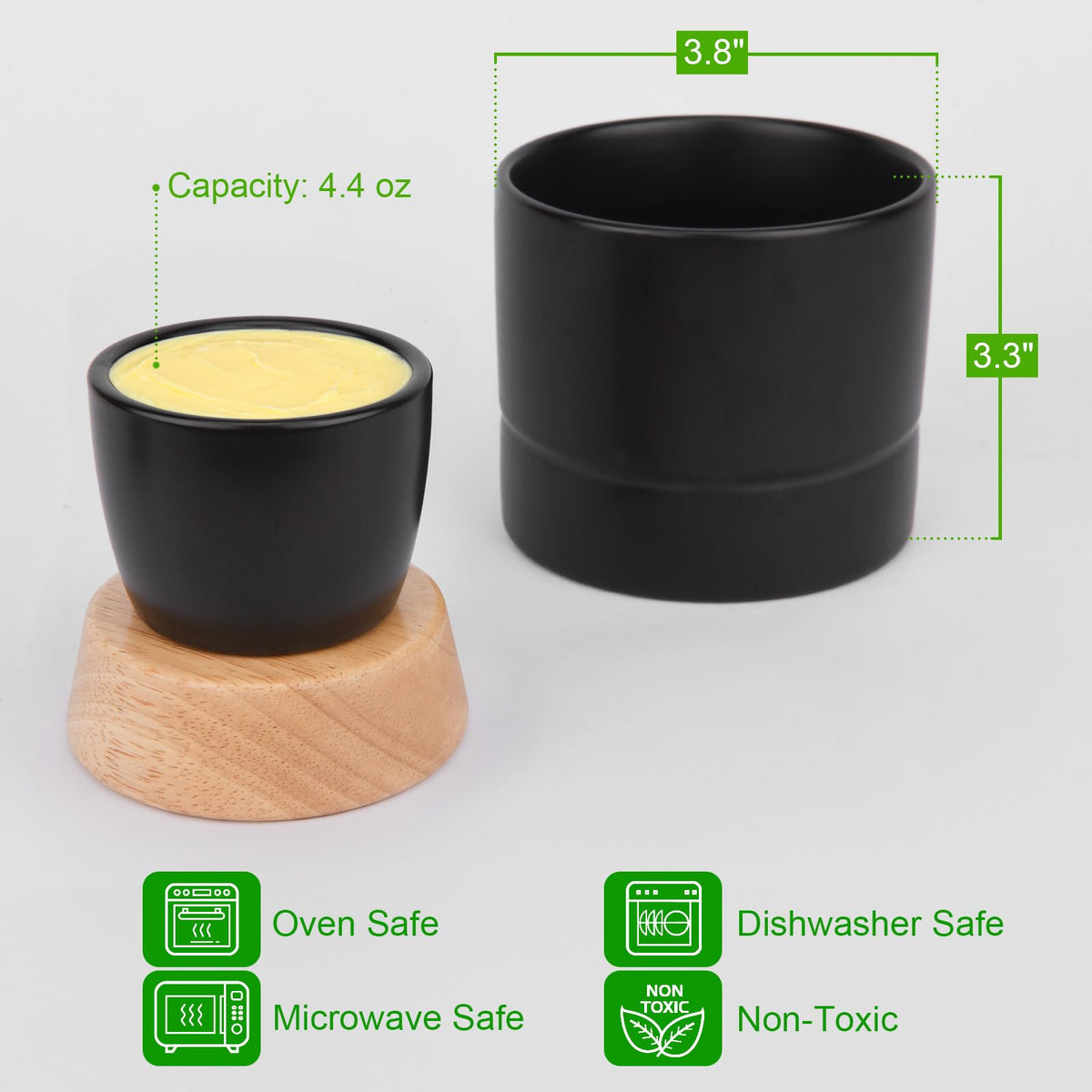 Samseel porcelain butter crock shows durable, lead-free construction.