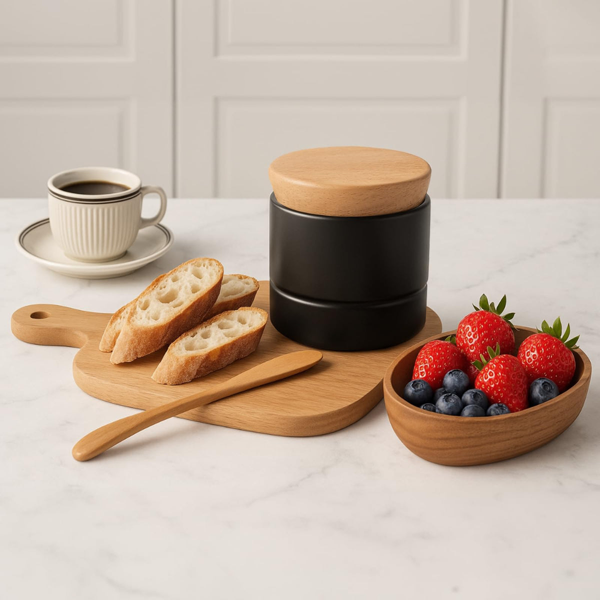 Samseel countertop butter dish for convenient spreads.