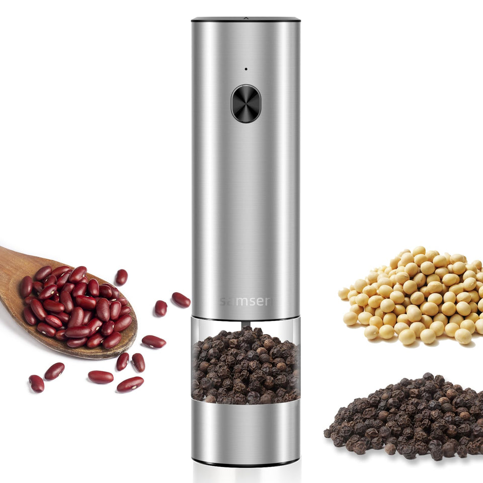 Samsen electric pepper grinder battery-powered for effortless seasoning on the go.