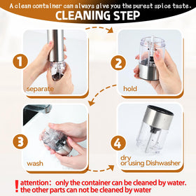 Samsen electric pepper grinder one-handed operation enables precise mid-cooking seasoning.