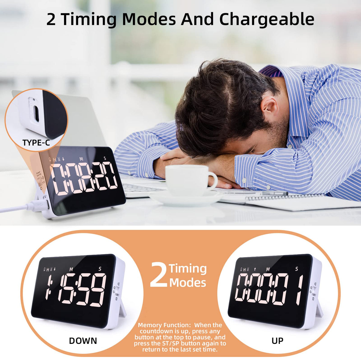 Samshow timer magnetically attached to a metal surface for hands-free use.