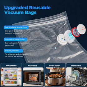 30 BPA-free bags support freezing, boiling, and long-term food storage.