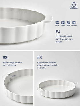 Samsle oven-safe pan withstands high heat for versatile baking.