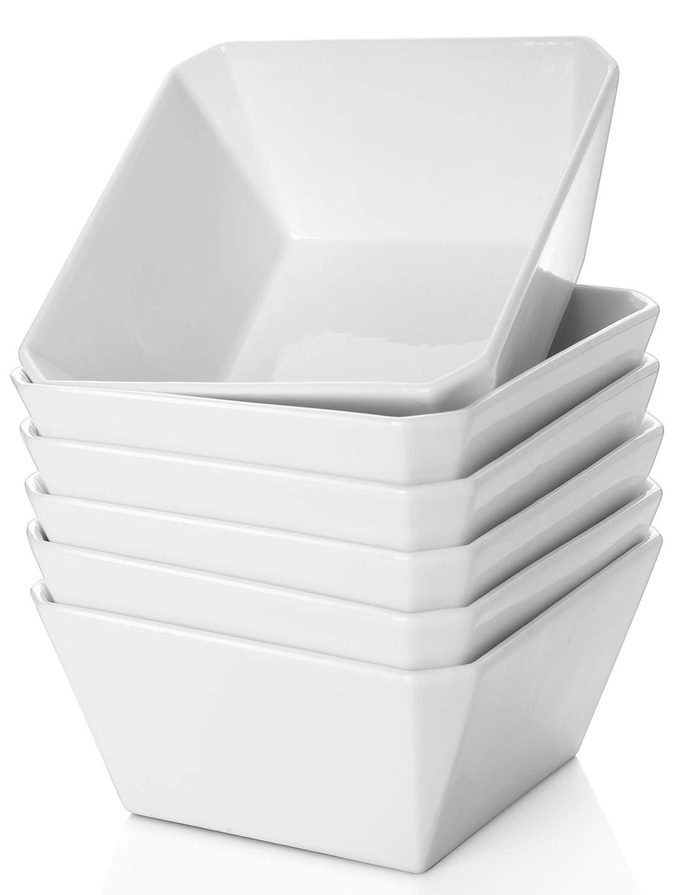Samsle porcelain square bowls front view, 16 oz, ideal for everyday meals.
