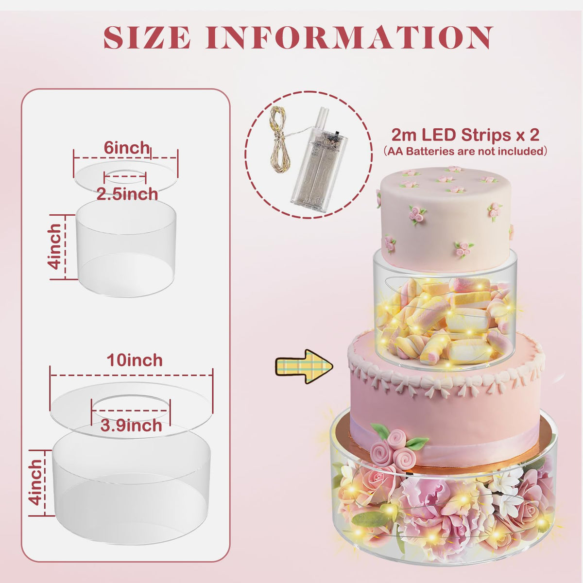 SAMYUCHO acrylic cake stand 6-inch clear showcases cupcakes with elegant stacking.