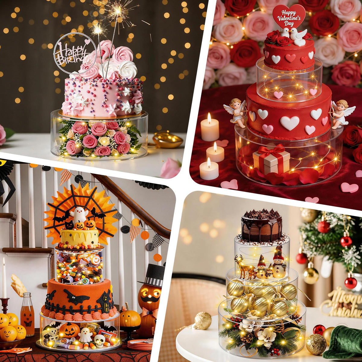 SAMYUCHO durable clear acrylic material highlights desserts while staying sturdy.