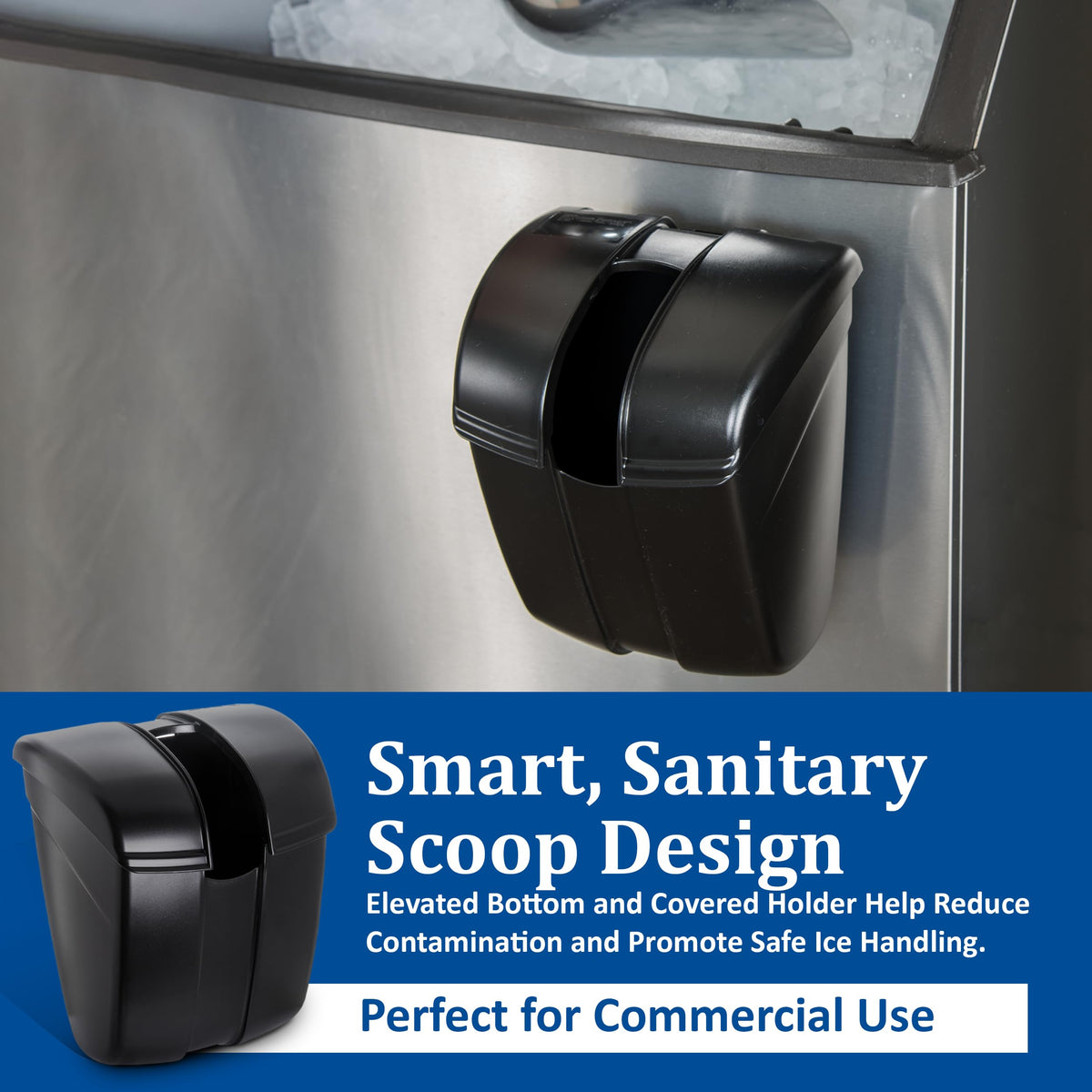 Self-closing hinged lid protects contents from contaminants.