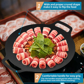 Sanbege grill pan on induction demonstrates broad cooktop compatibility.