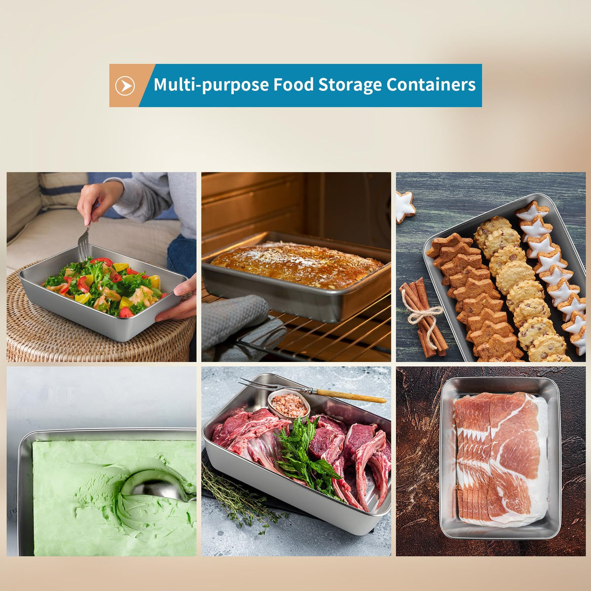 Sanbege oven and dishwasher safe steel container for easy reheating and cleaning.