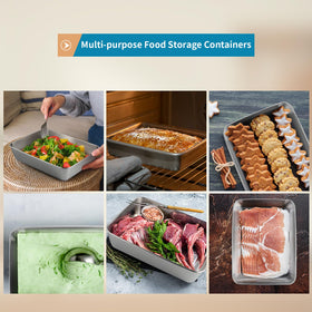 Sanbege oven and dishwasher safe steel container for easy reheating and cleaning.