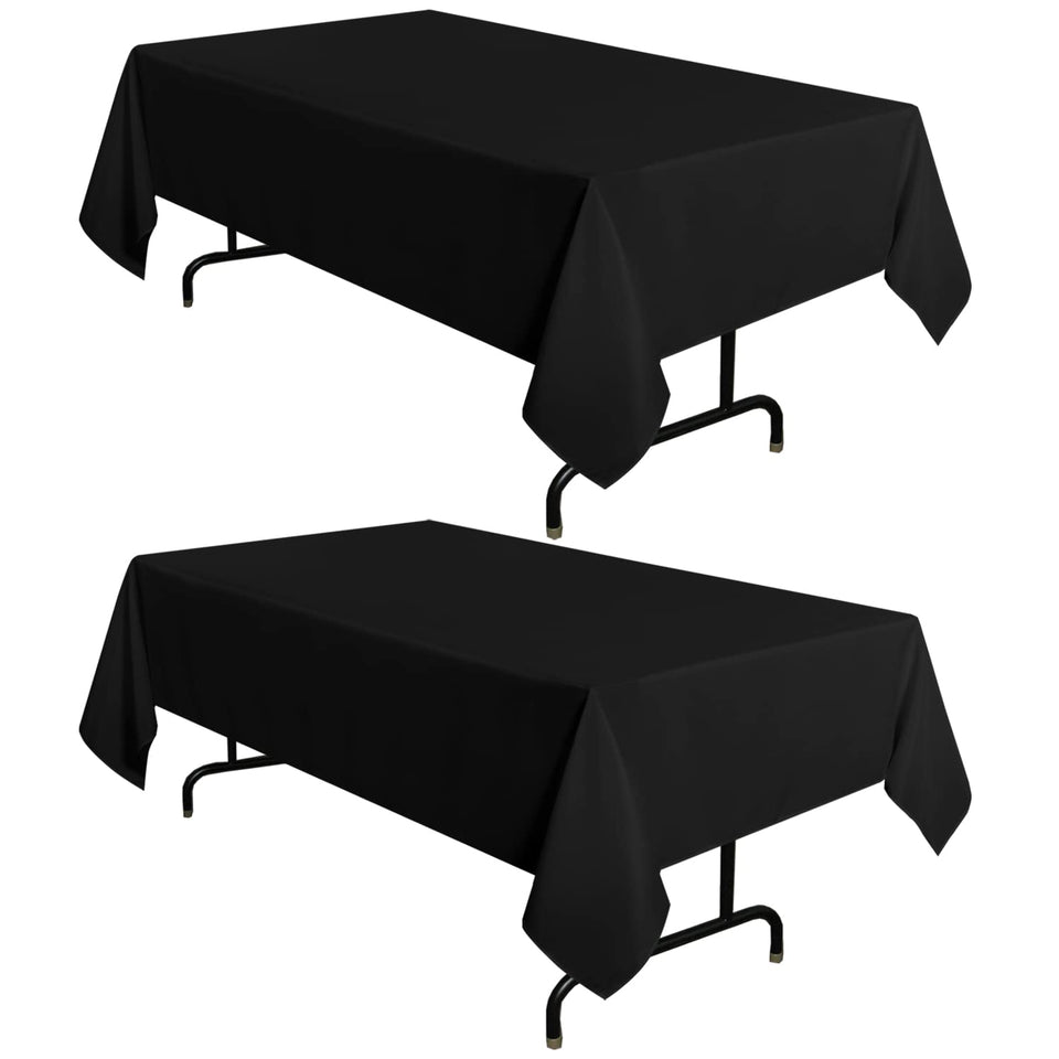 Sancua 2-pack black tablecloth on dining table with stain-resistant finish.