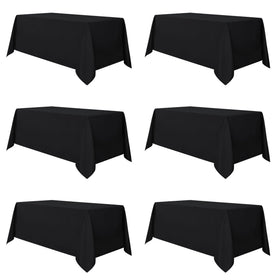 Sancua 6-pack black tablecloth flat lay shows 30-inch drop for six-foot tables.