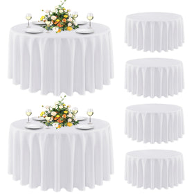 Sancua 6-pack round tablecloth on a white table for a stylish dinner setting.