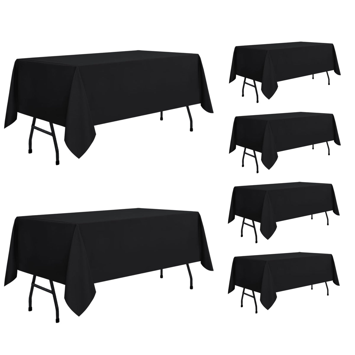 Sancua 6-pack white tablecloths laid on a dining table for a neat setup.