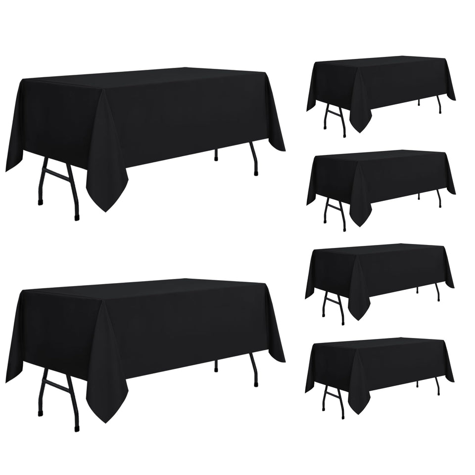 Sancua 6-pack white tablecloths laid on a dining table for a neat setup.