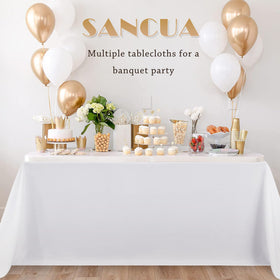 Sancua 6ft table coverage providing 30-inch drop for elegant linen.