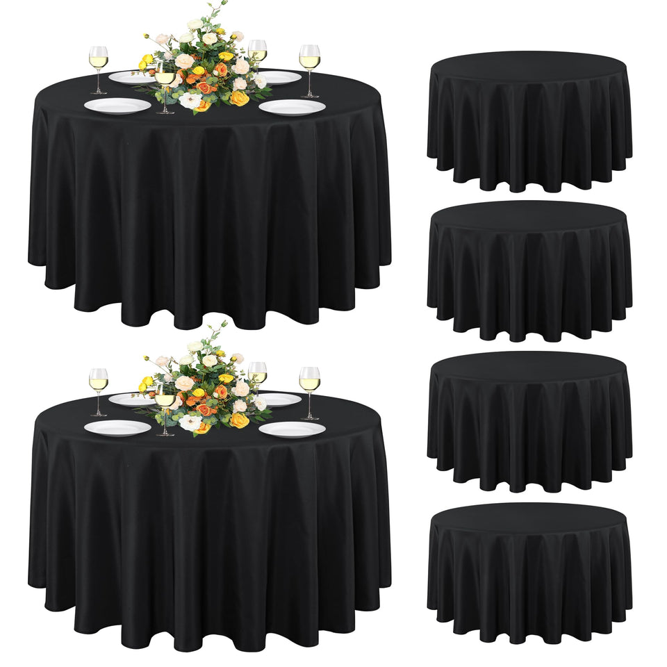 Sancua 6-pack round tablecloth packaging shows durable protection for tables.