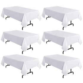Sancua 6-pack white tablecloth on a 60x120-inch table for dining setup.
