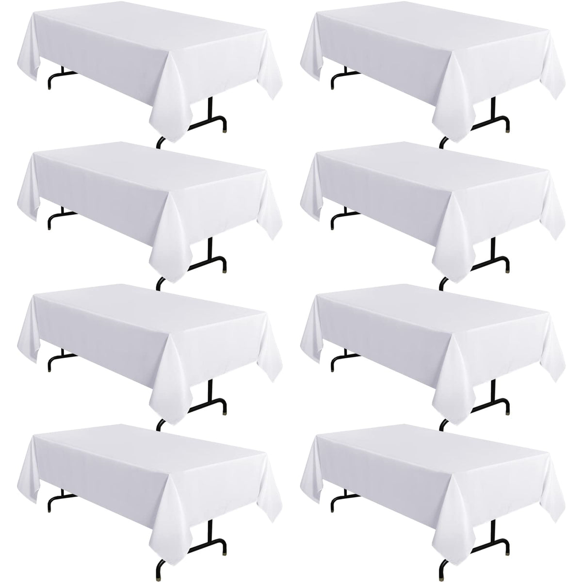 Sancua 8-pack white tablecloth on dining setup for 8ft table, pristine presentation