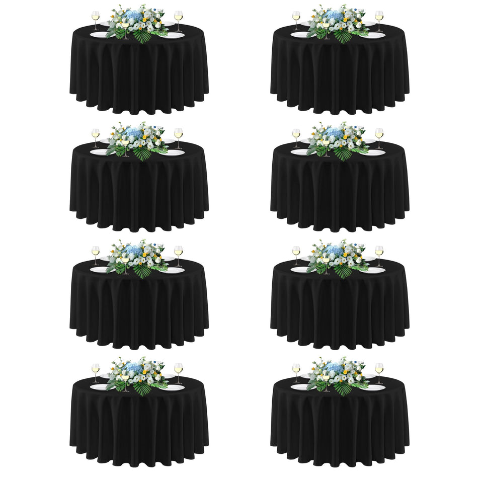 Sancua 90-inch round black tablecloth eight-pack for large events