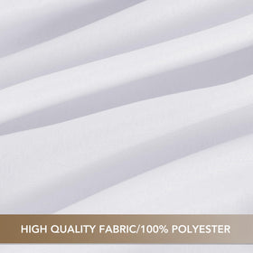 Sancua banquet dining setup using white rectangle tablecloths