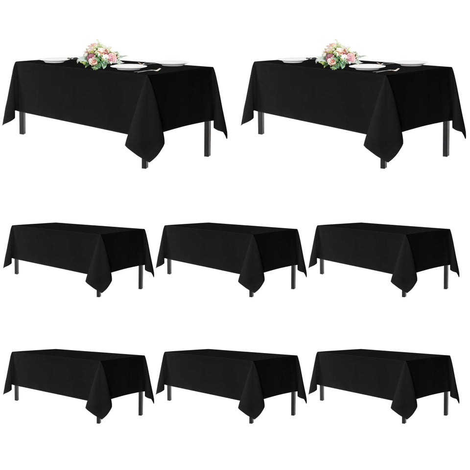 Sancua black tablecloth, 54x108 inches, eight-pack, ideal for 6 ft banquet tables