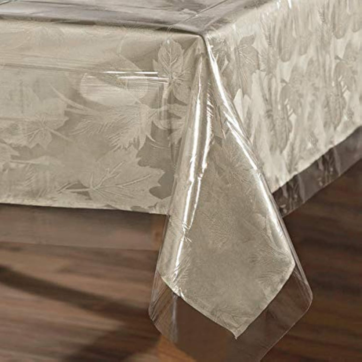 Sancua clear tablecloth 54x108 inch, front view, crystal-clear protection for dining spaces.