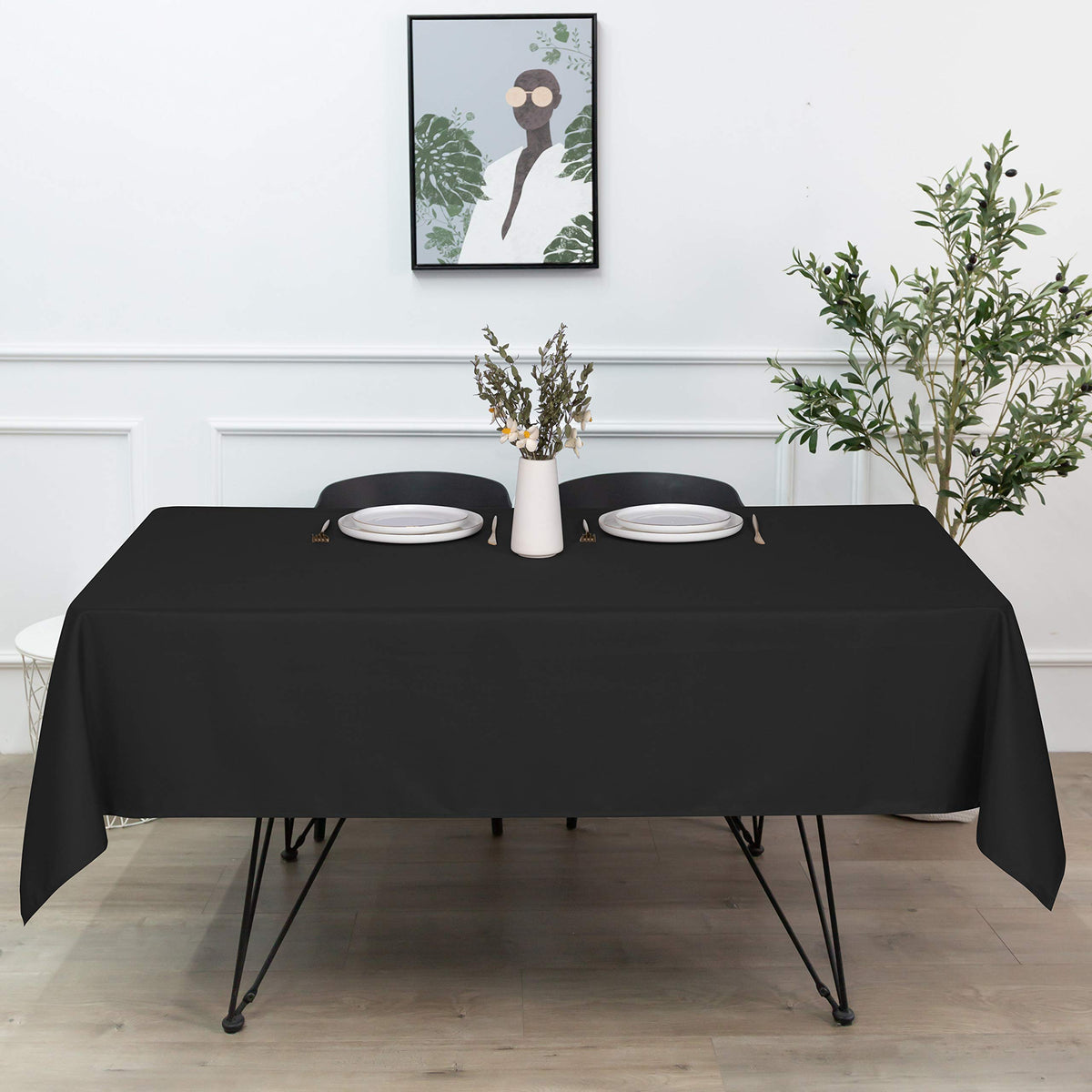 Sancua elegant black table cover complements any table setting.