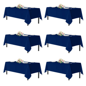 Sancua navy blue tablecloth on 8-foot rectangle table for a polished setup.