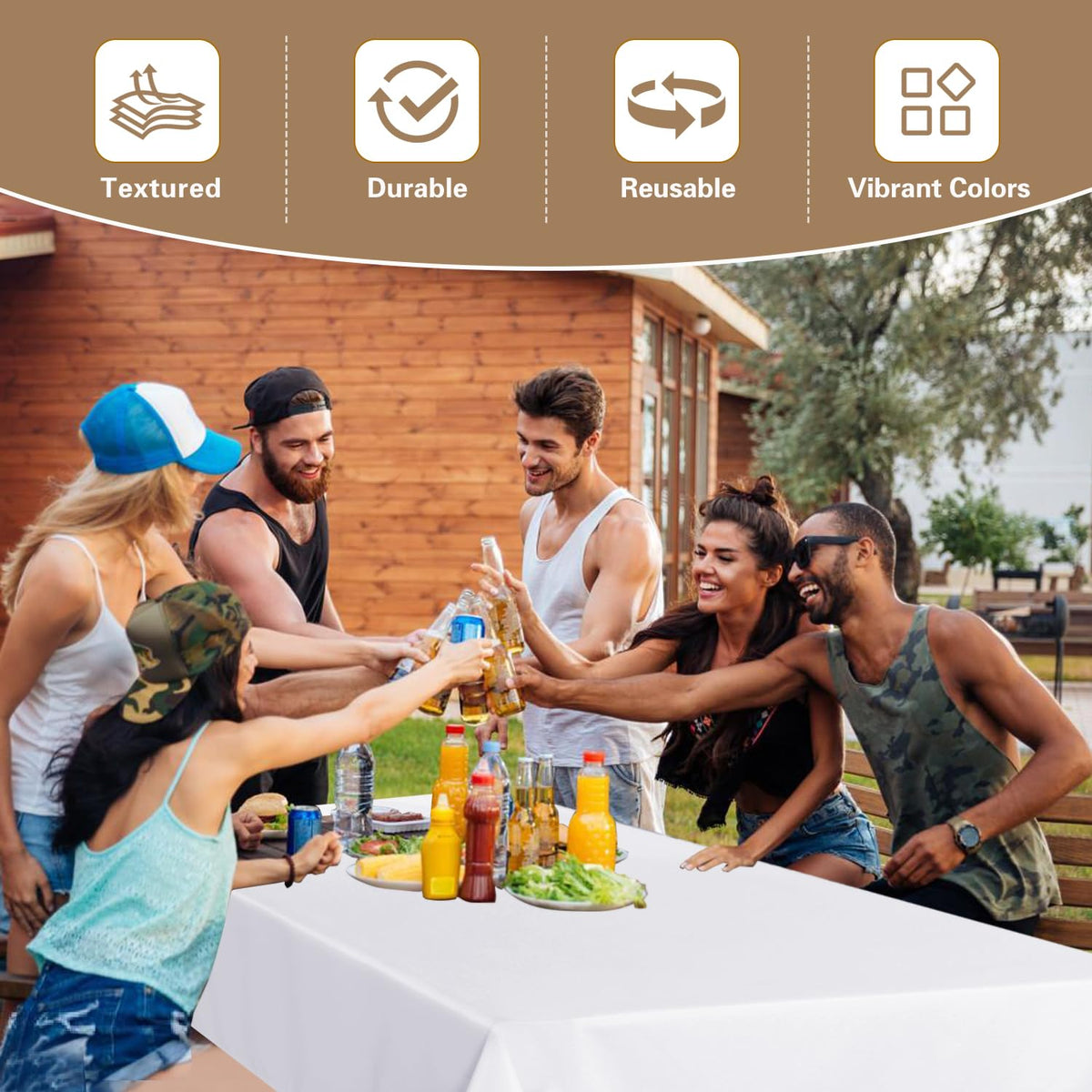Sancua indoor and outdoor events benefit from durable white tablecloth 54x108