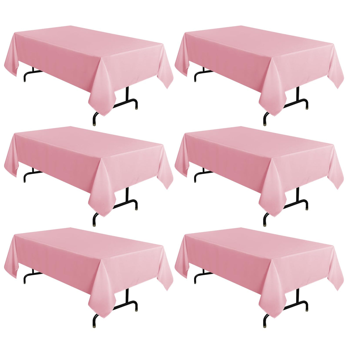 Sancua pink tablecloth 60x102 on a six-foot table, easy cleanup.