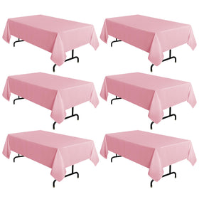 Sancua pink tablecloth 60x102 on a six-foot table, easy cleanup.