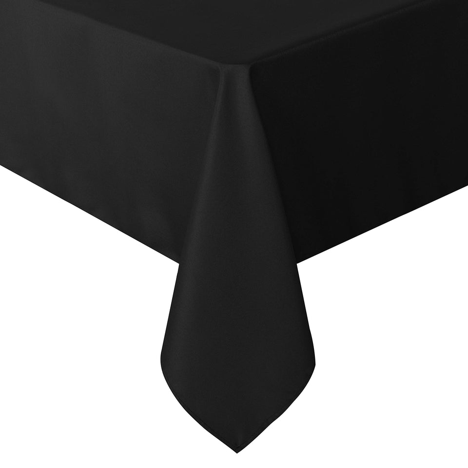 sancua rectangle tablecloth in black protects dining surfaces during meals and gatherings.